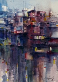 Amir Jamil, 15 x 21 Inch, Watercolor on Paper, Cityscape Painting, AC-AJM-018